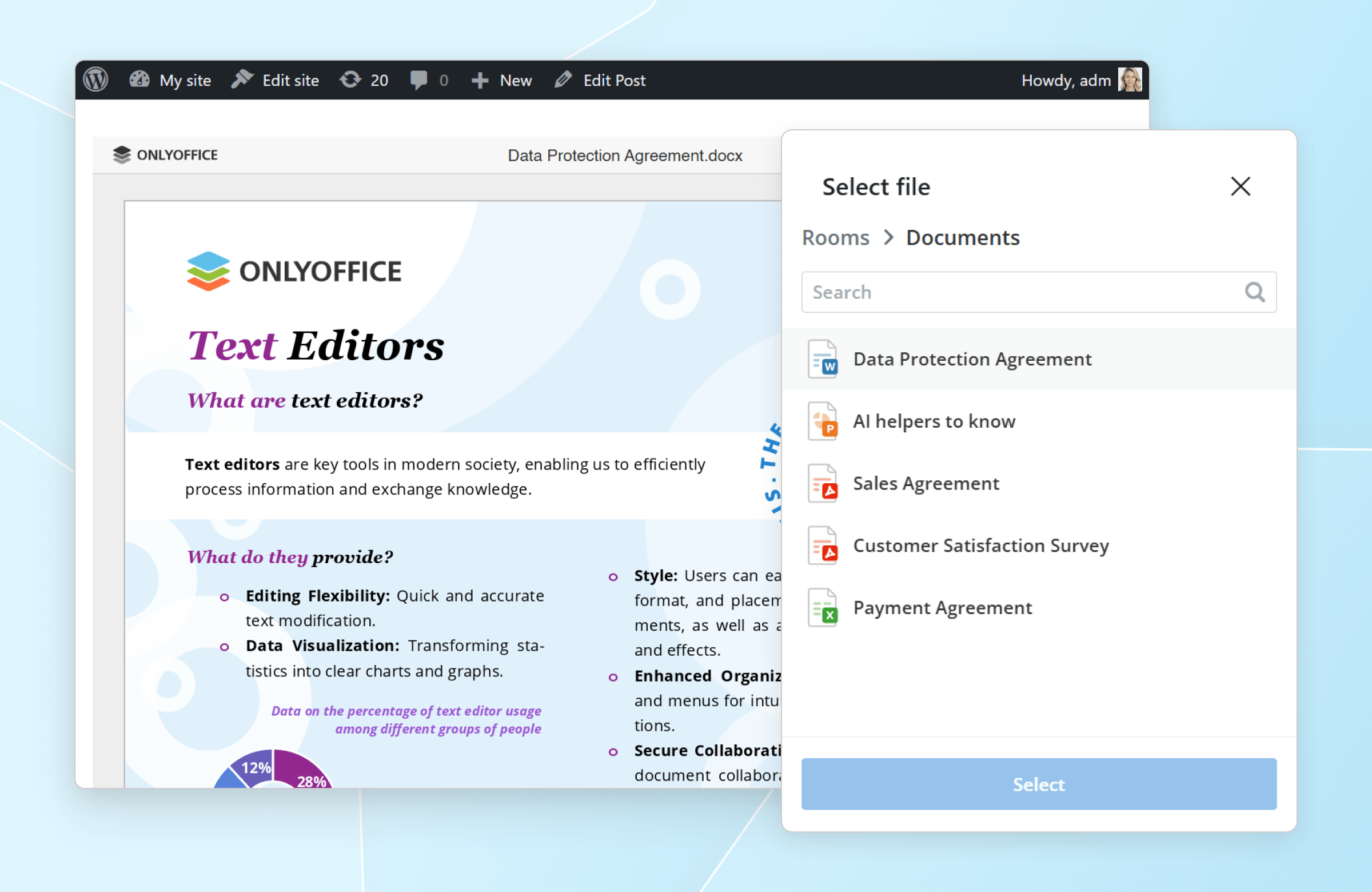 Add ONLYOFFICE DocSpace files to the WordPress site