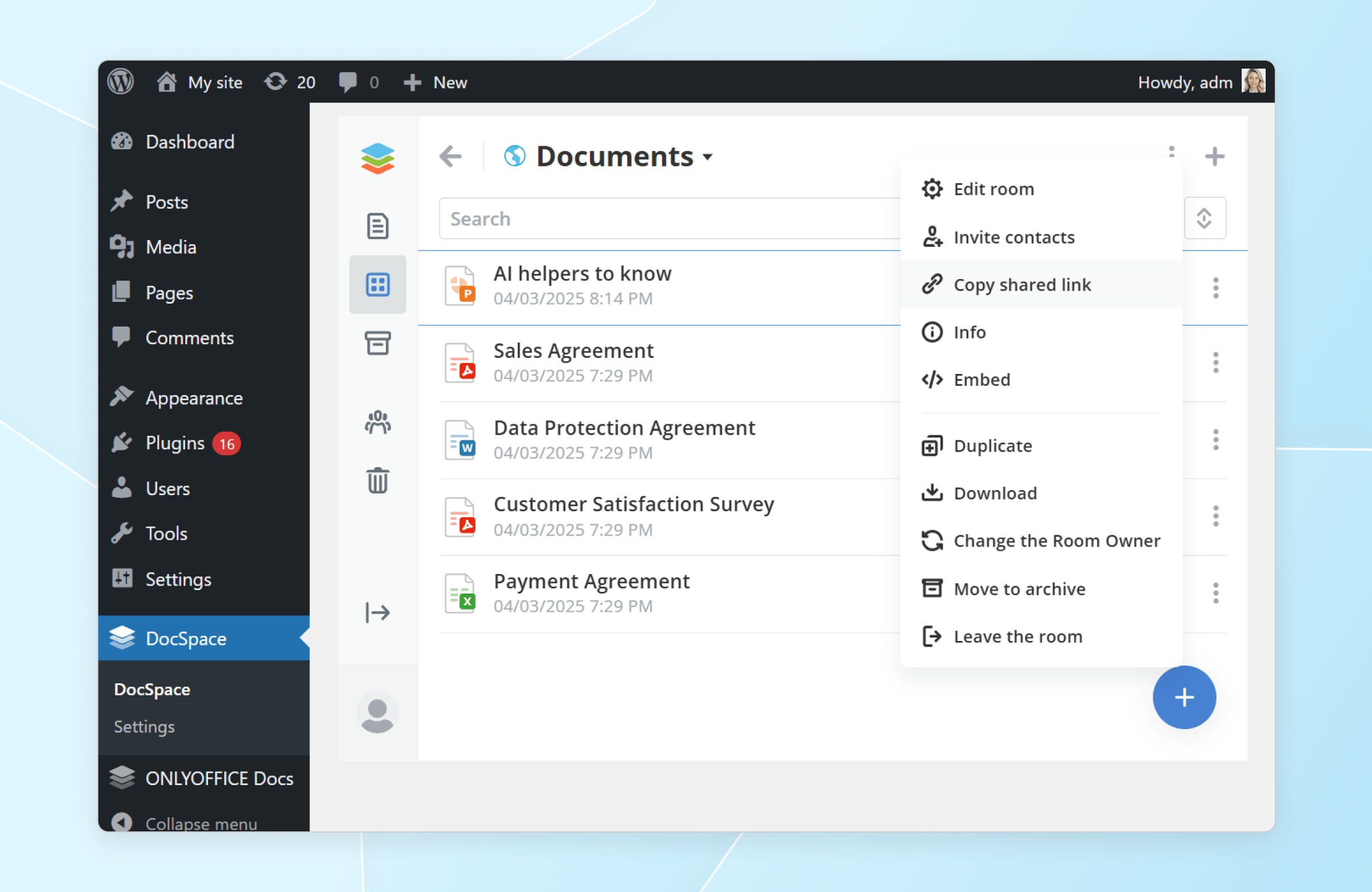 Access ONLYOFFICE DocSpace within WordPress