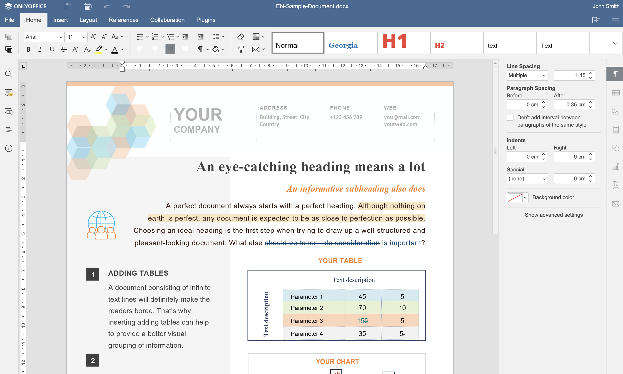 ONLYOFFICE Docs editor opened from the WordPress admin dashboard.