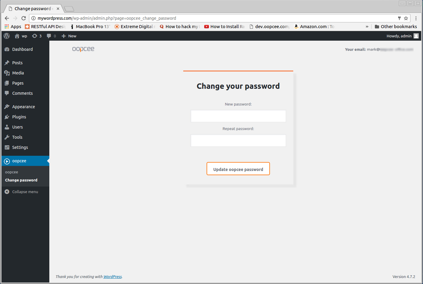 To change your password please fill the fom fields [screenshot-2.jpg]