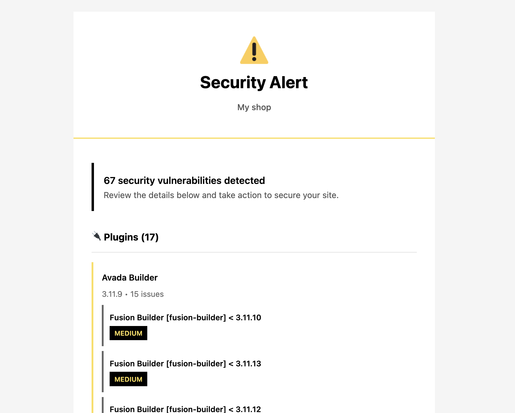 Email notification example