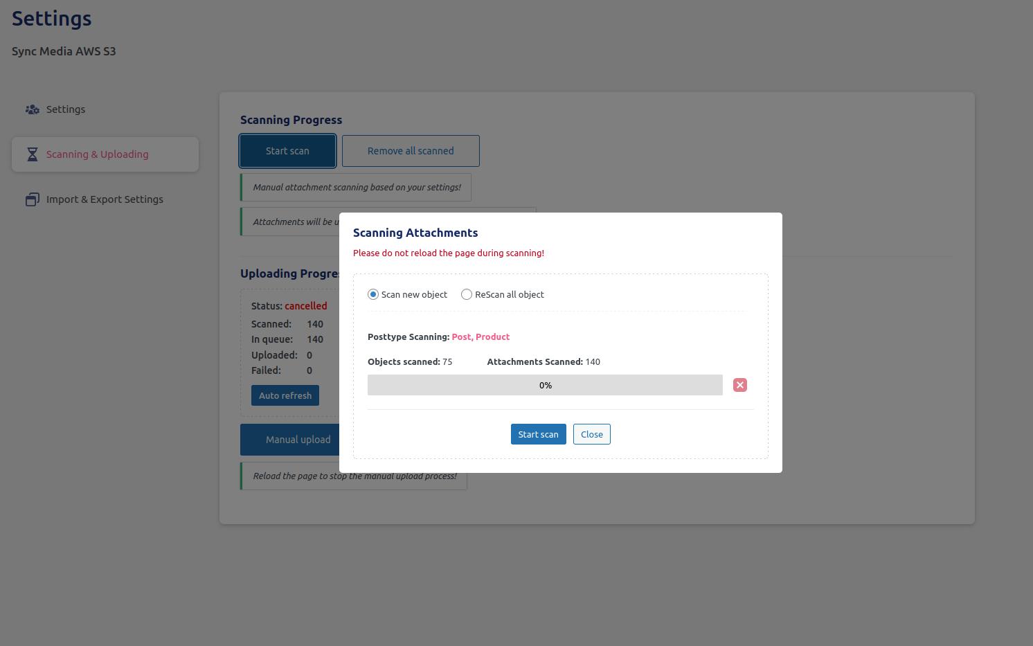 Actions and Progress Details