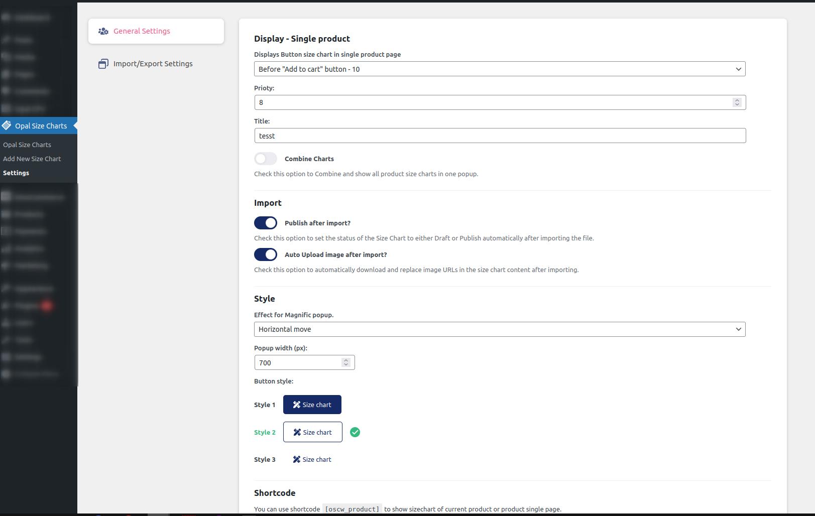 General Settings and Style