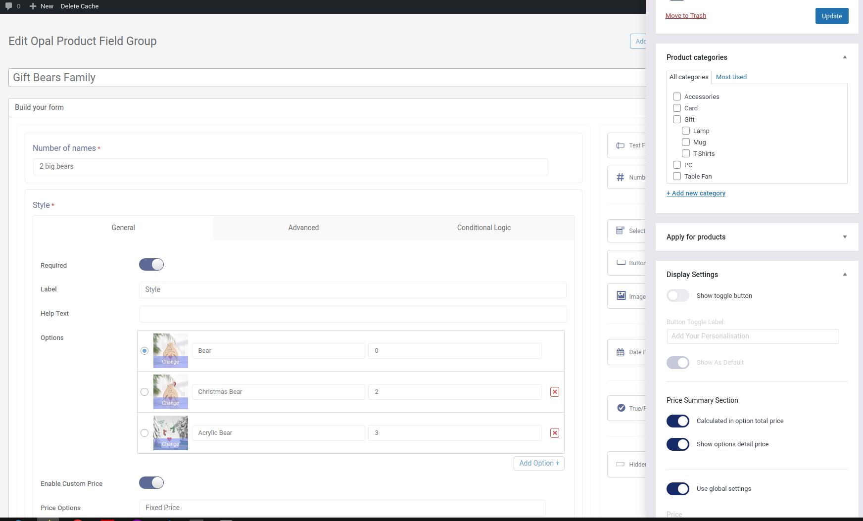 Admin: Form's settings