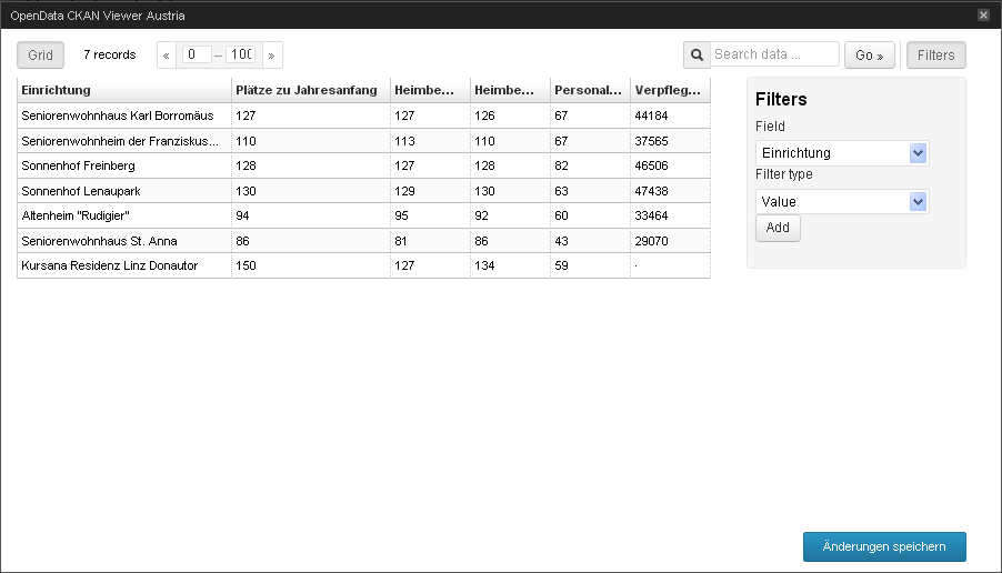 **Table modifications**: Select columns, adjust size, ...