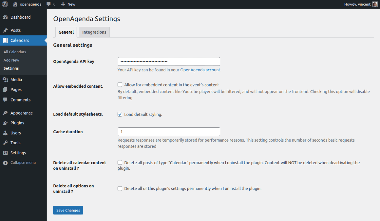 The simple settings page allow you to enter in your API key and tweak various settings.