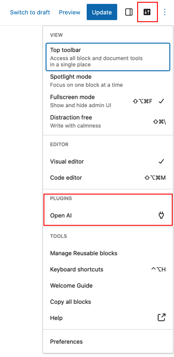 On the single page of the blog, enable the plugin and you will see the settings icon.