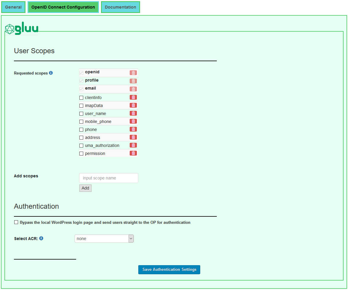 OpenID Connect Configuration