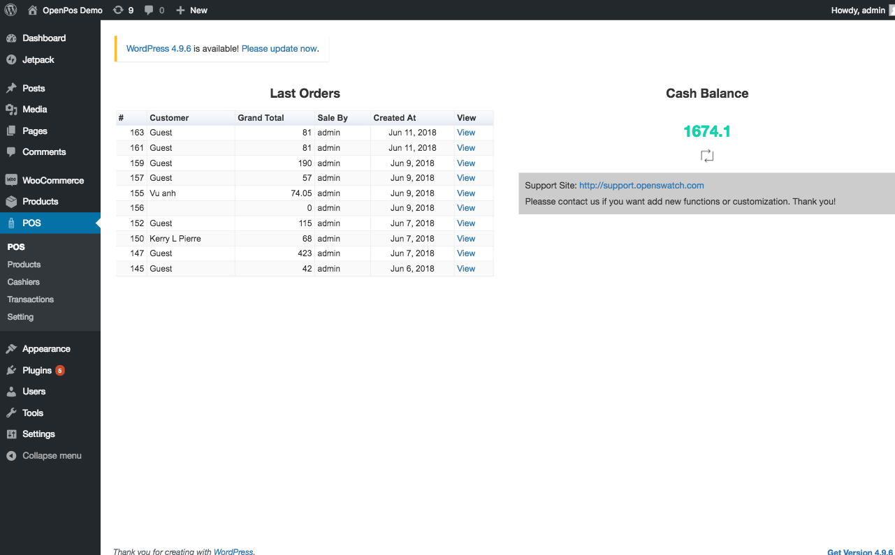 Admin POS Dashboard.