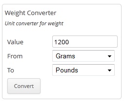 Weight converter before the result display