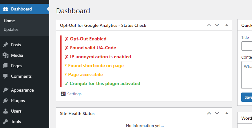 Dashboard widget