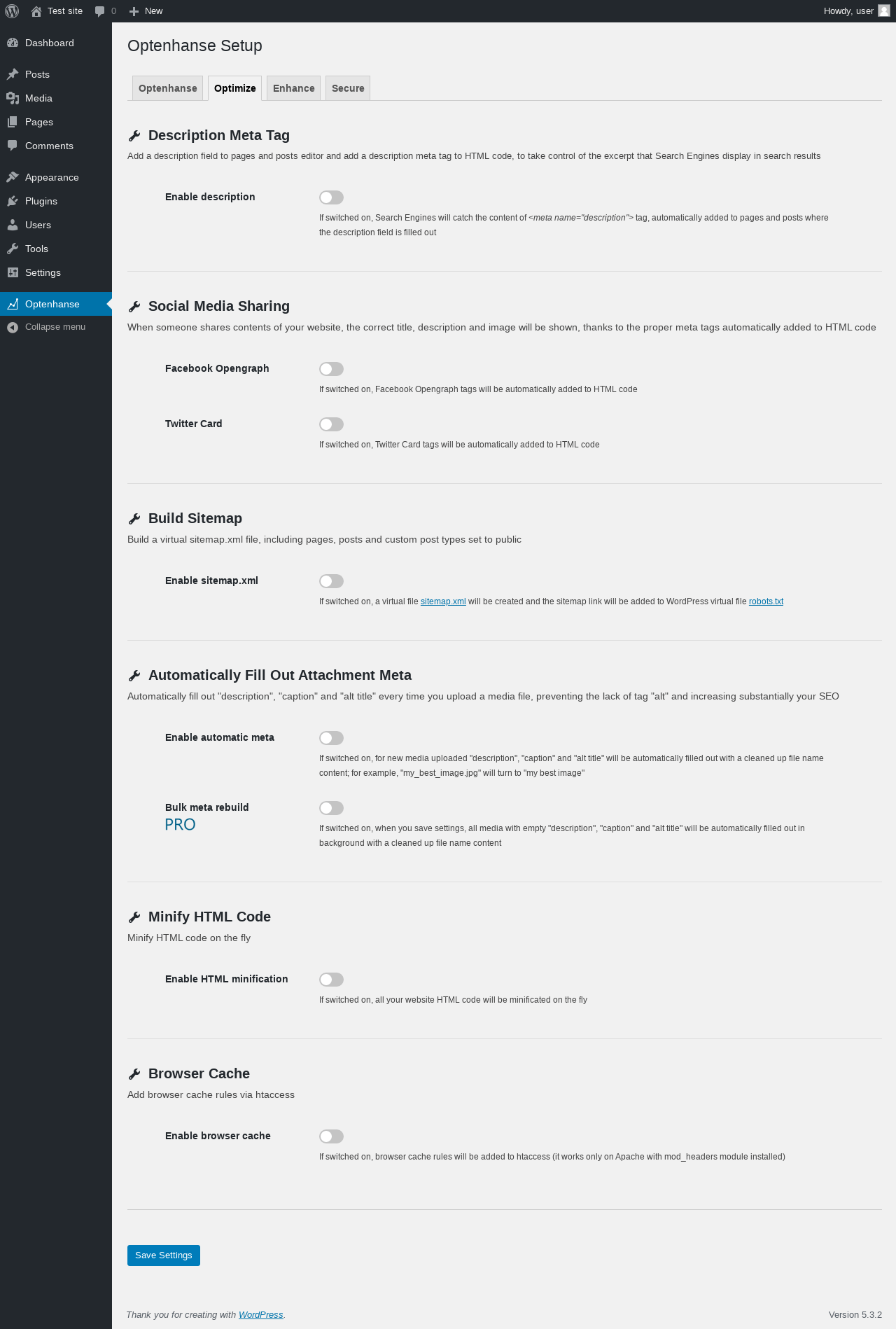 Optenhanse homepage