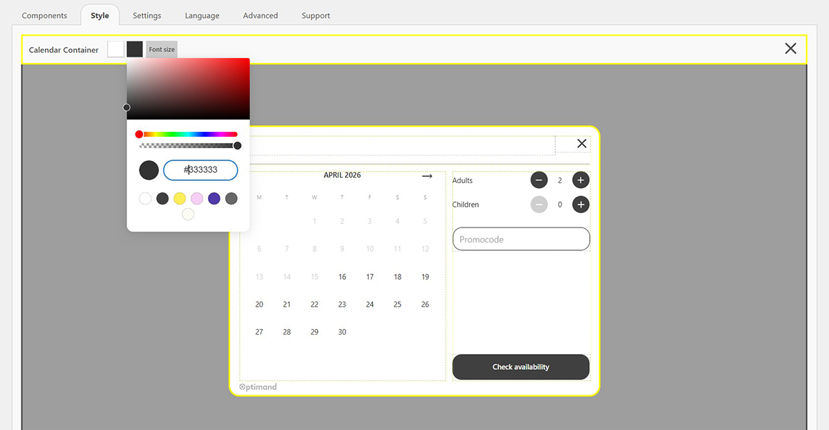 **Visual Configurator** - Customize the look and feel of your calendar.