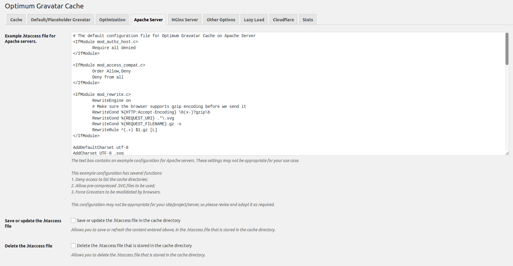 In this screenshot we can see the options to configure the NGinx Server.