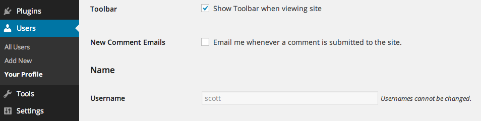 A screenshot of the checkbox added to user profiles.