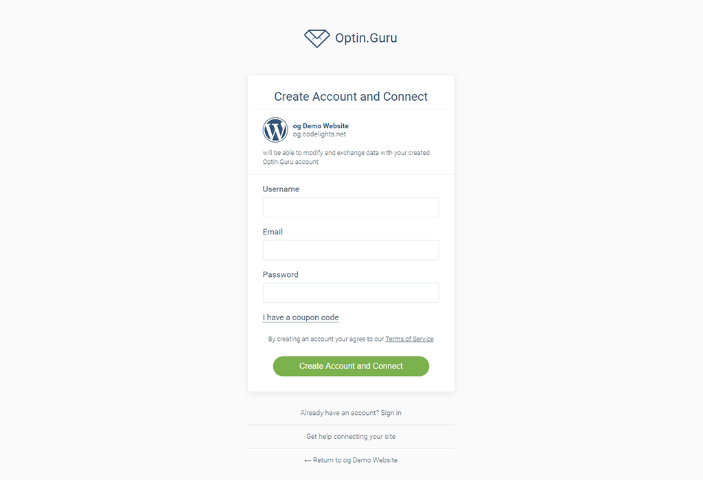 Account creation