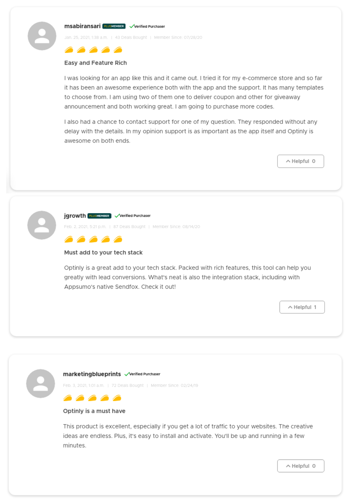 Optinly customer testimonials & user reviews