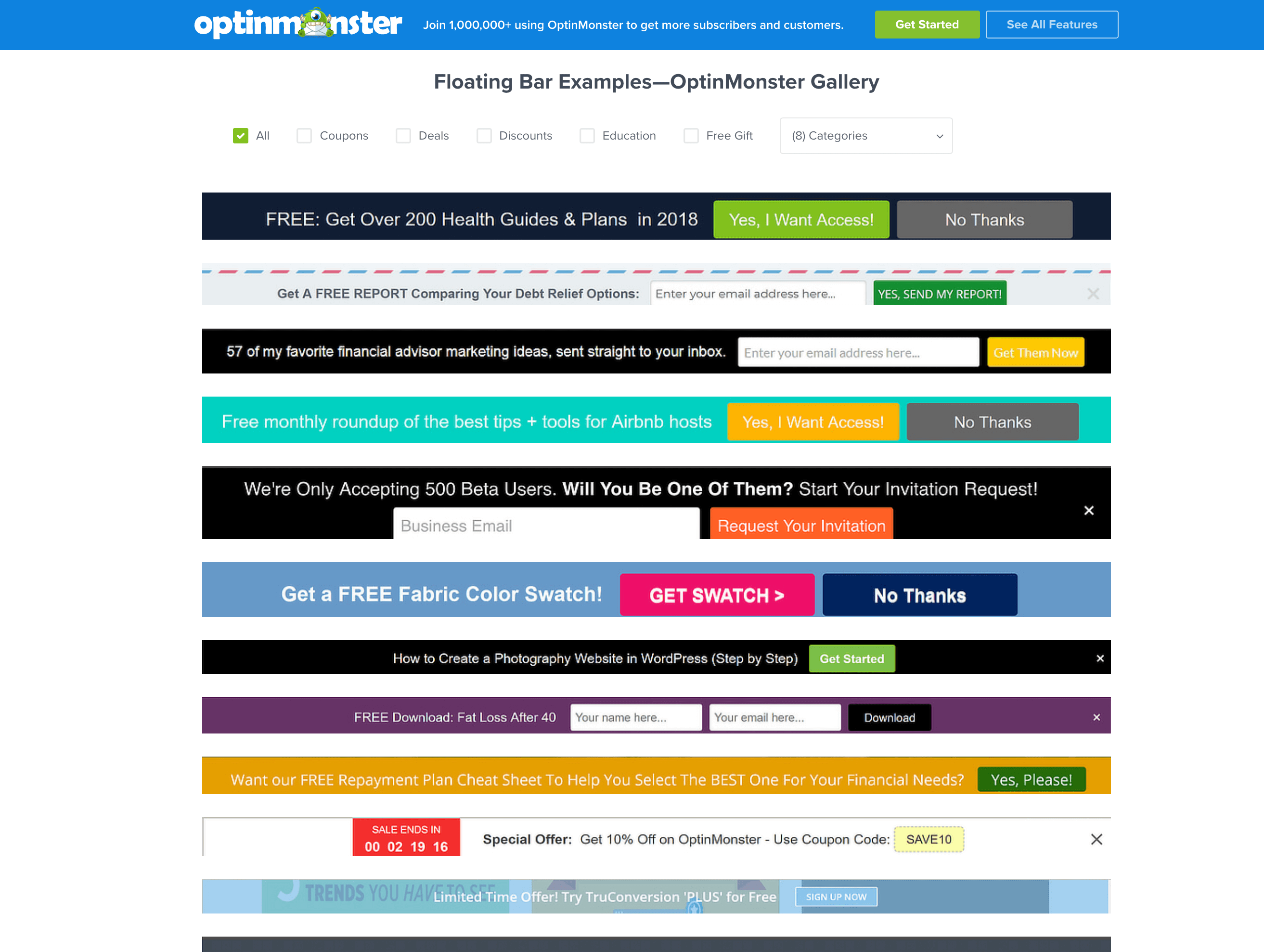 Sidebar newsletter opt-in form template gallery