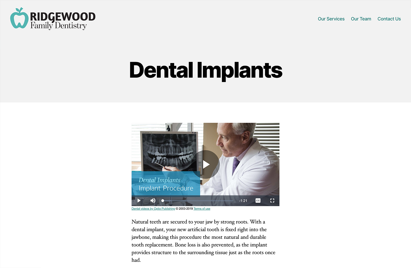 Video embedded on site