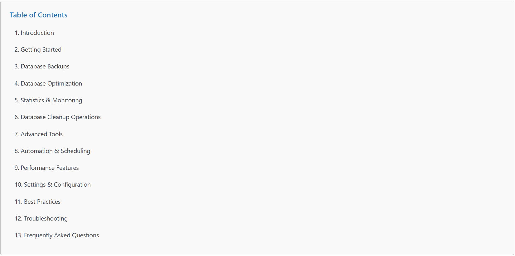 Database Statistics - Visual charts and detailed metrics