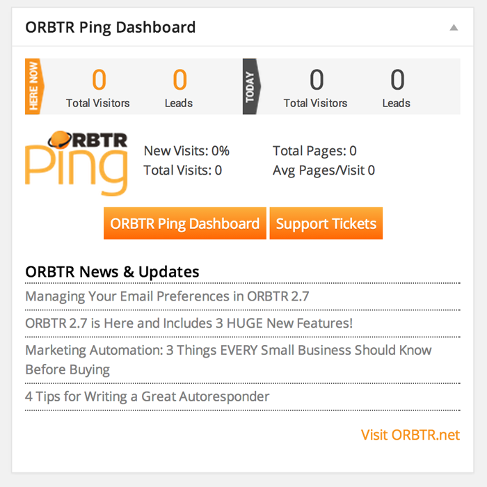 The Ping WordPress Dashboard widget gives you a quick look at your traffic when you first log into WordPress.