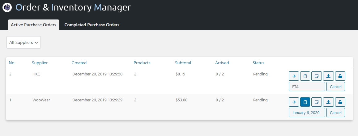 Collect your active and finalized purchase orders all in one place.