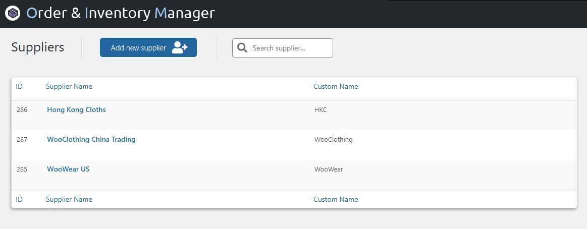 Create and assign suppliers to all your products.