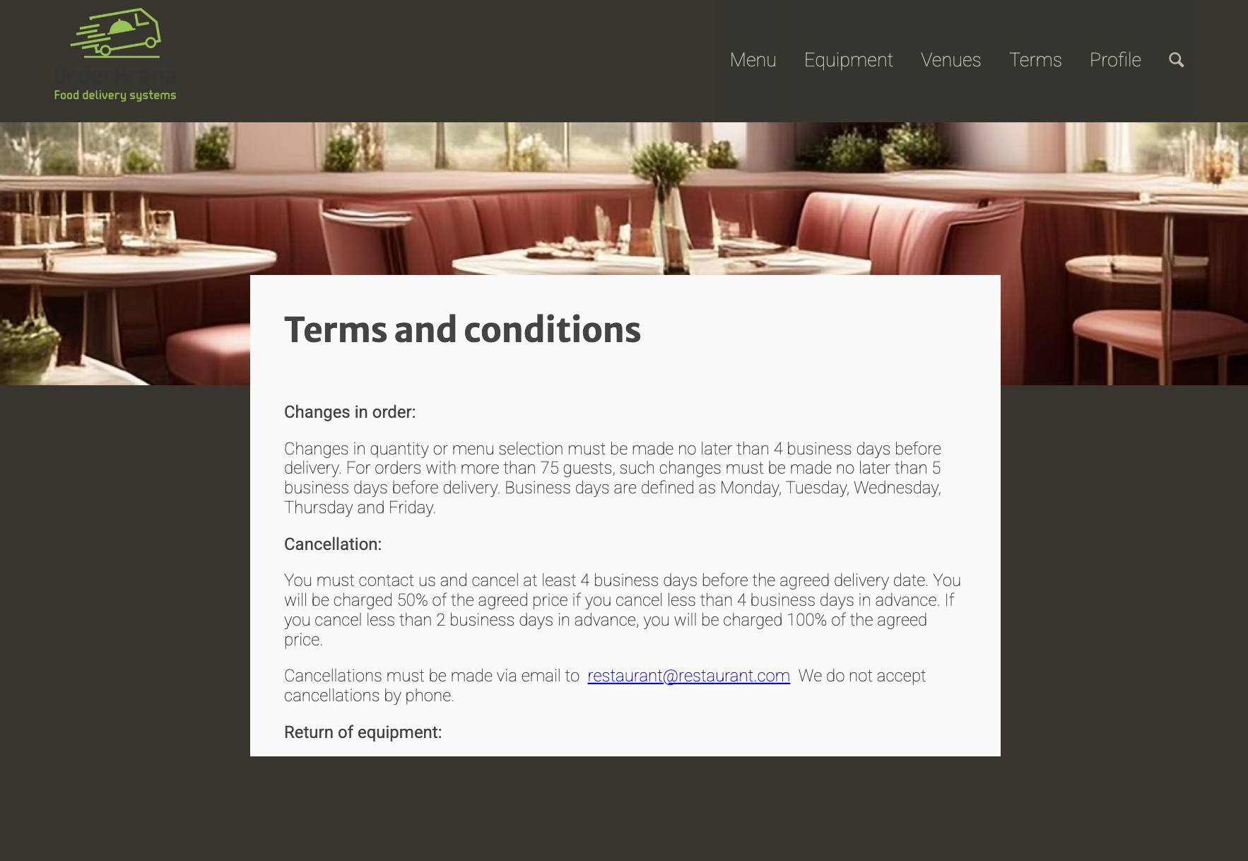 Menu page.