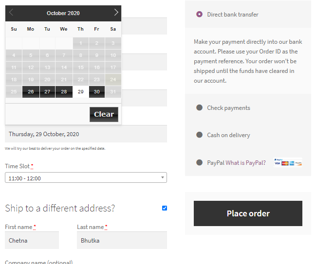 The Delivery date field will be visible on checkout page, according to the settings