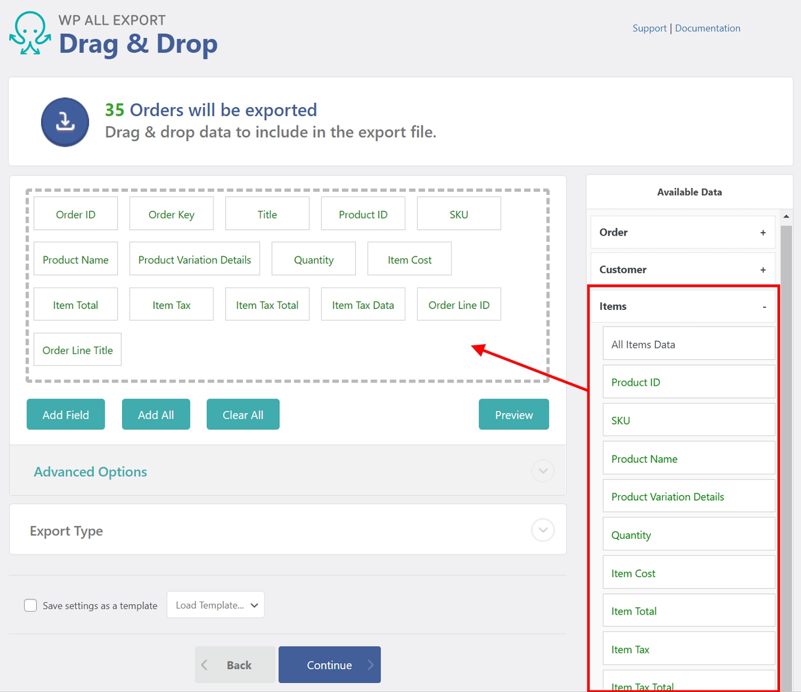 WooCommerce Order Export Taxes and Shipping Section