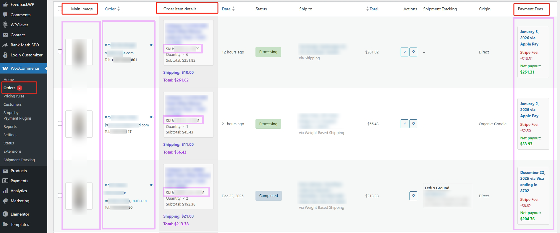 WooCommerce 订单列表中显示订单商品详情列（专业版）.