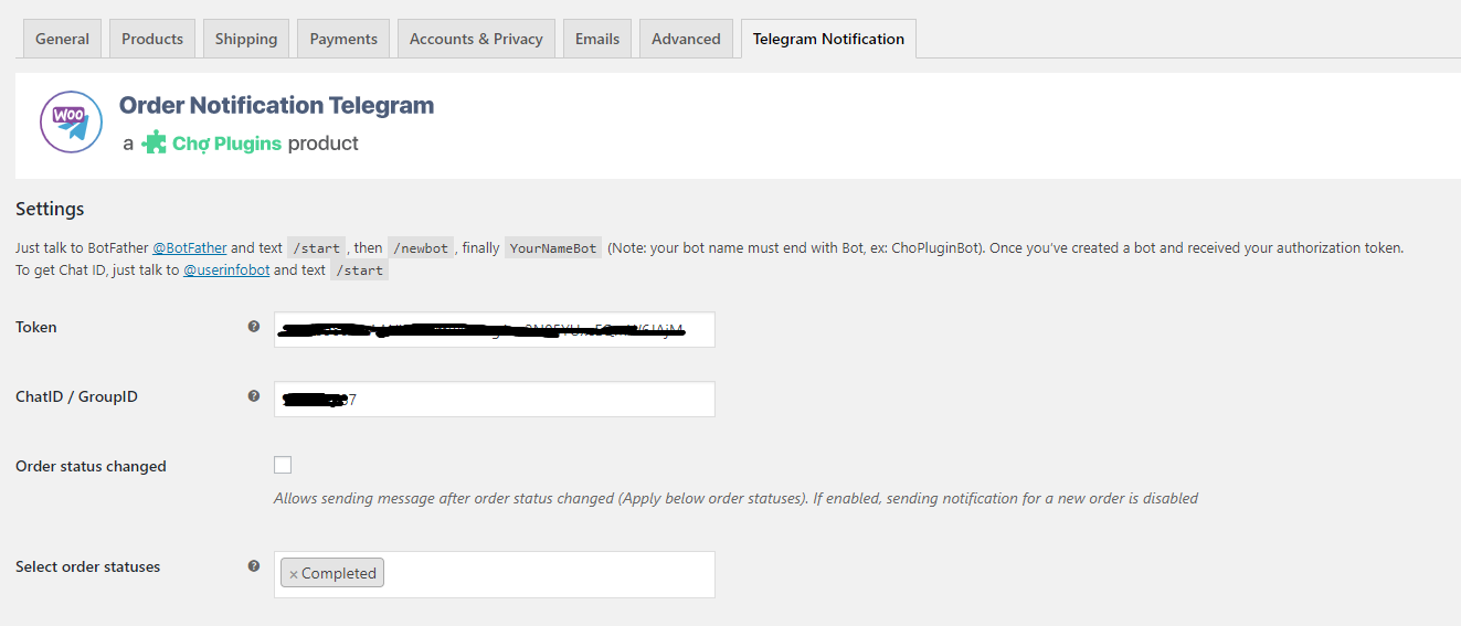 Admin settings