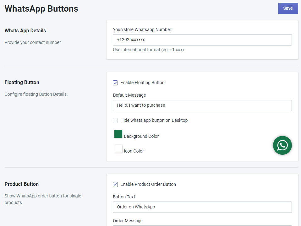 Configure WhatsApp Floating Button