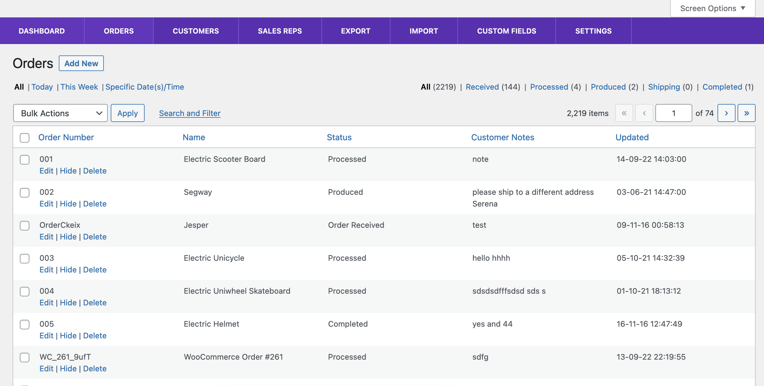 Tracking page with the default graphic