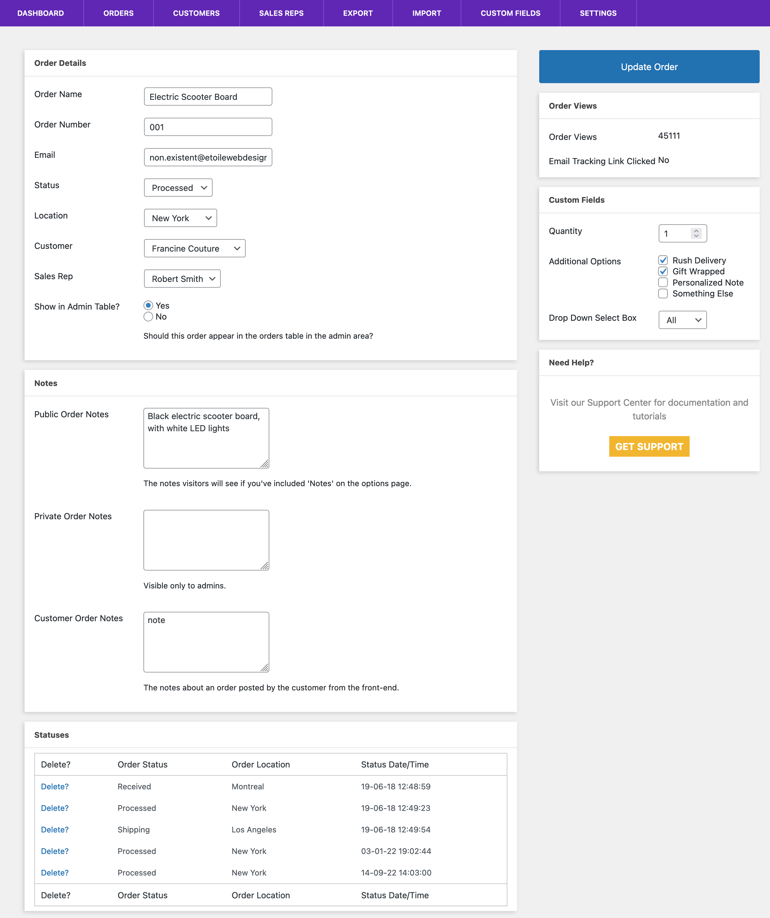 Tracking page with the 'Round' graphic