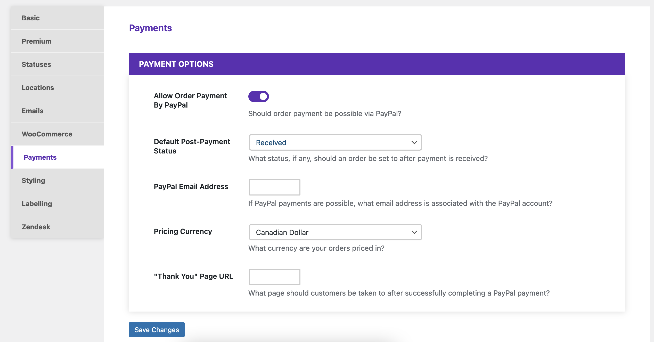 Adding/editing order statuses