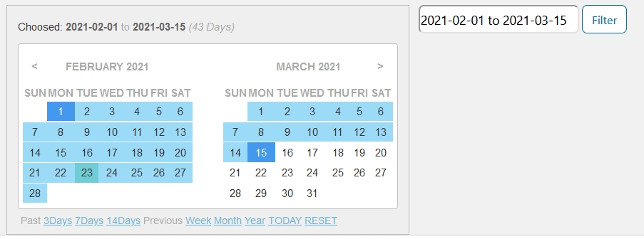 Select date range.