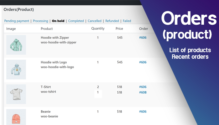 Orders (product) page