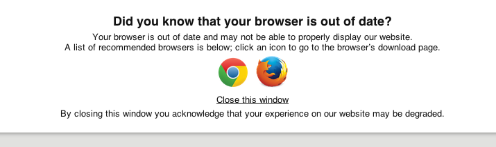 The default banner of OSD Outdated Browser