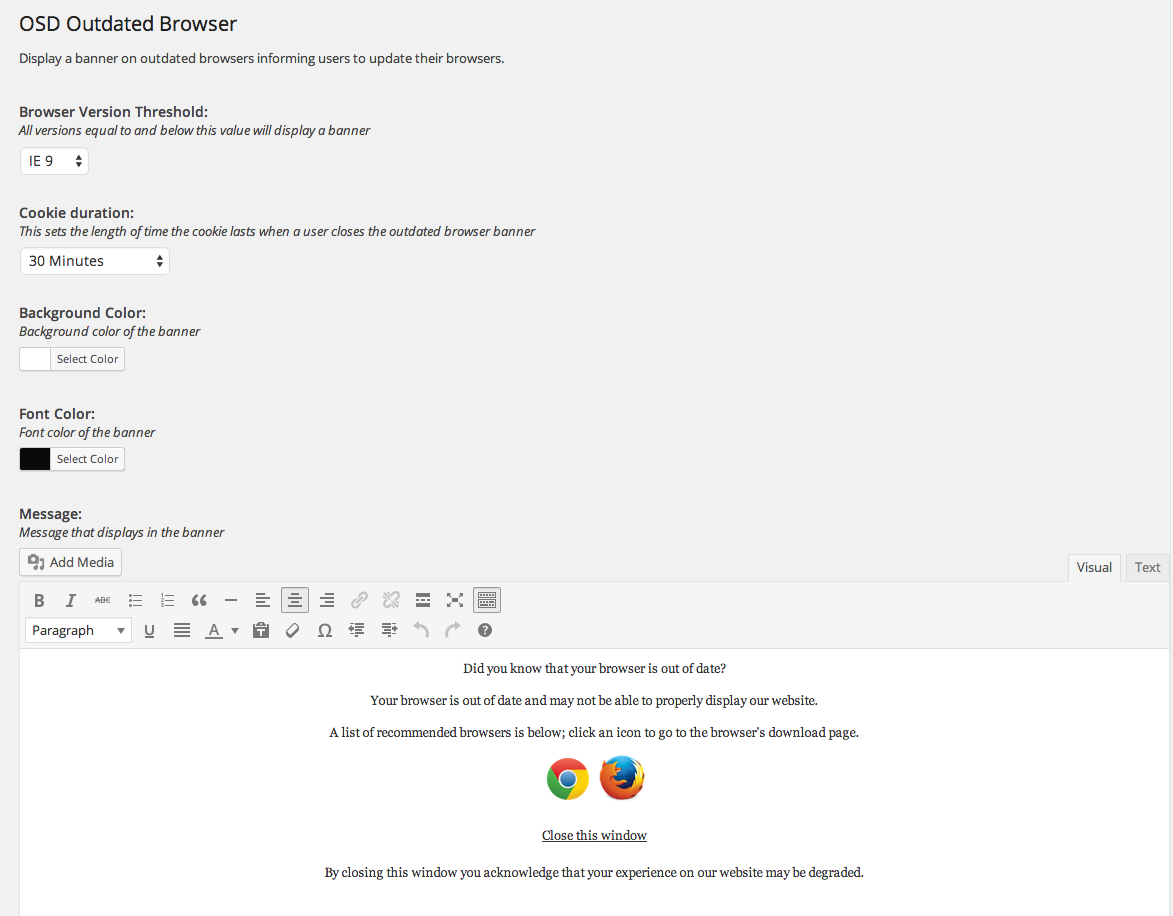 Admin Settings Screen