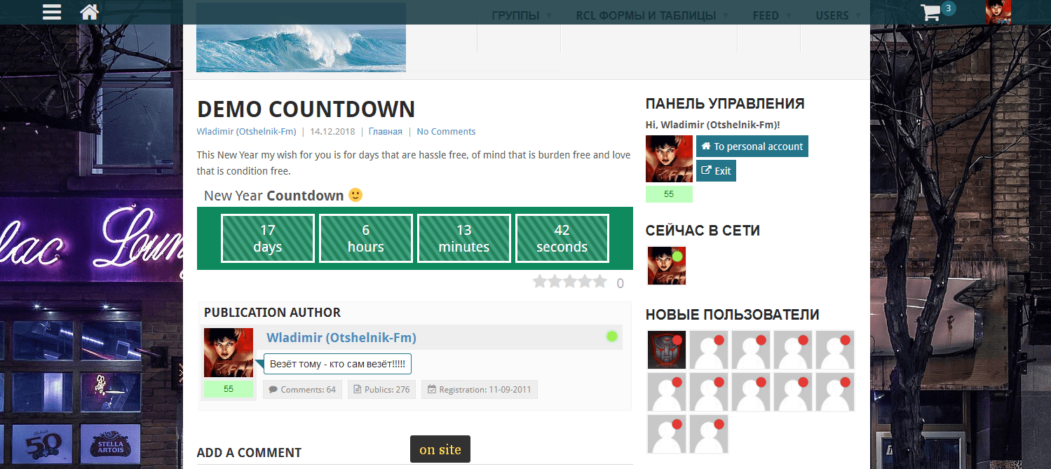 Countdown to New Year block - in frontend