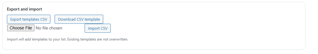 Settings, categories and options
