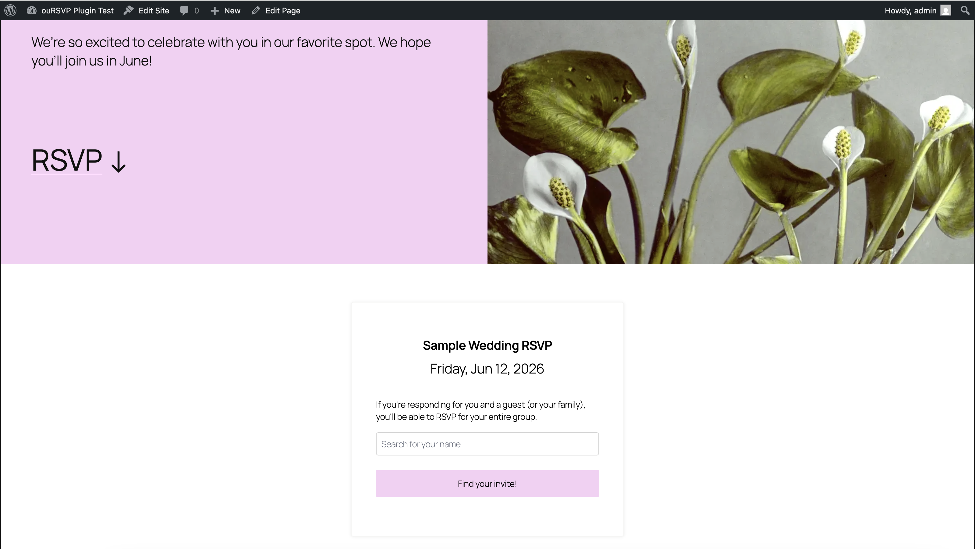 RSVP form on a wedding website - Beautiful and responsive