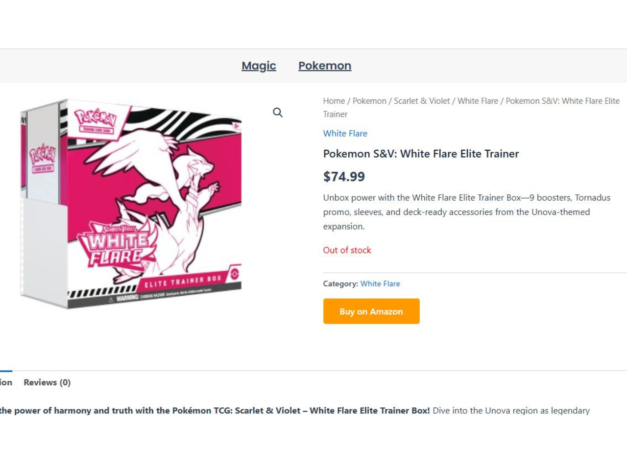 When a product is out of stock, the redirect button appears automatically.