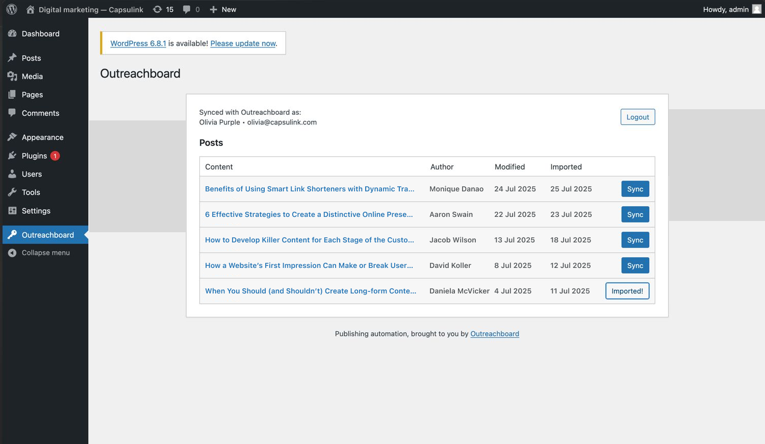Synced posts ready for import