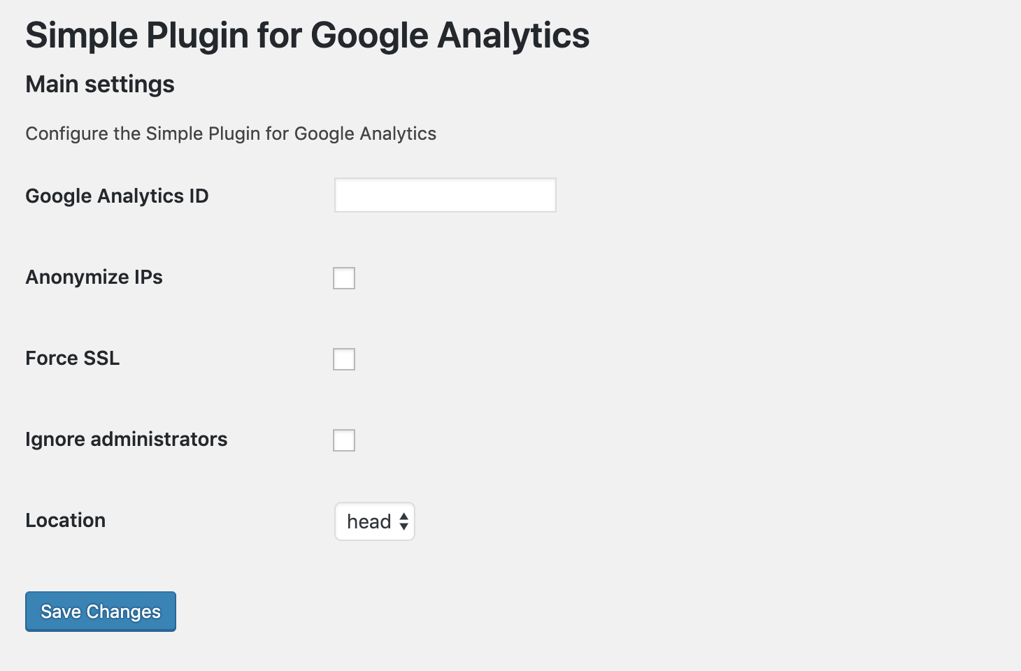Plugin settings screen