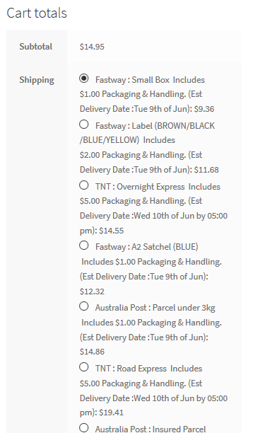 Example Cart Output