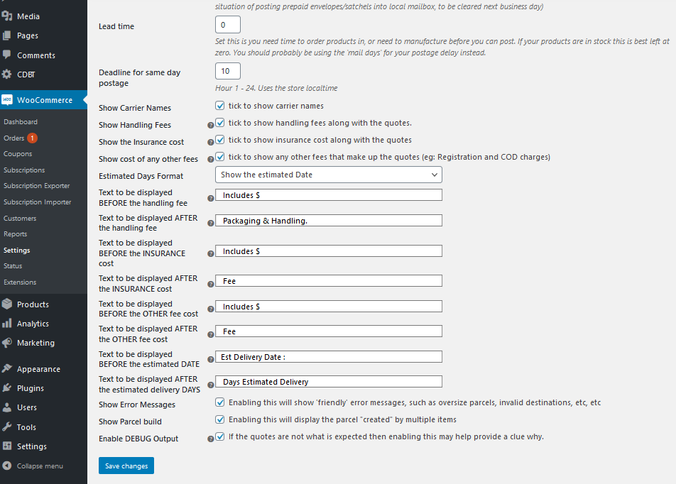 Example Settings