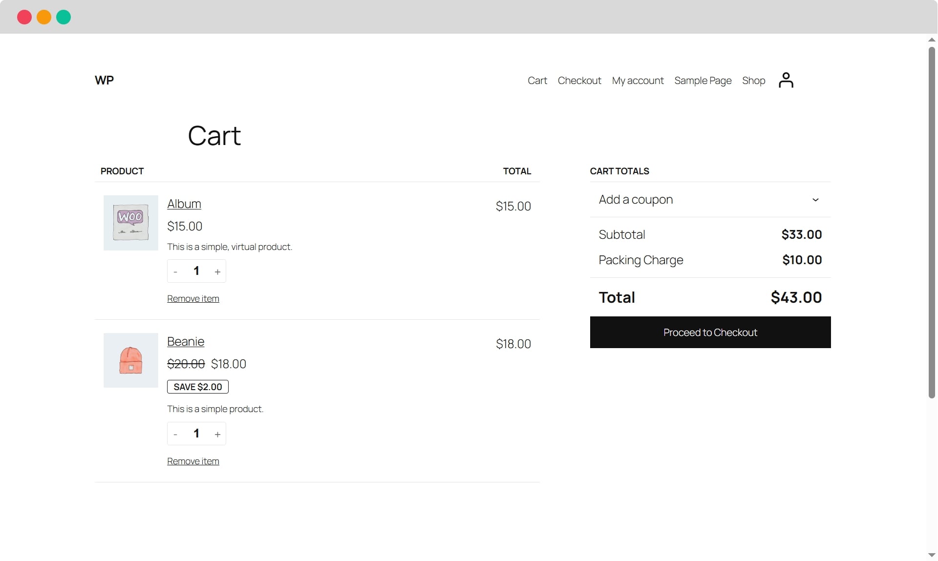 Packing Charge tab on product edit page.