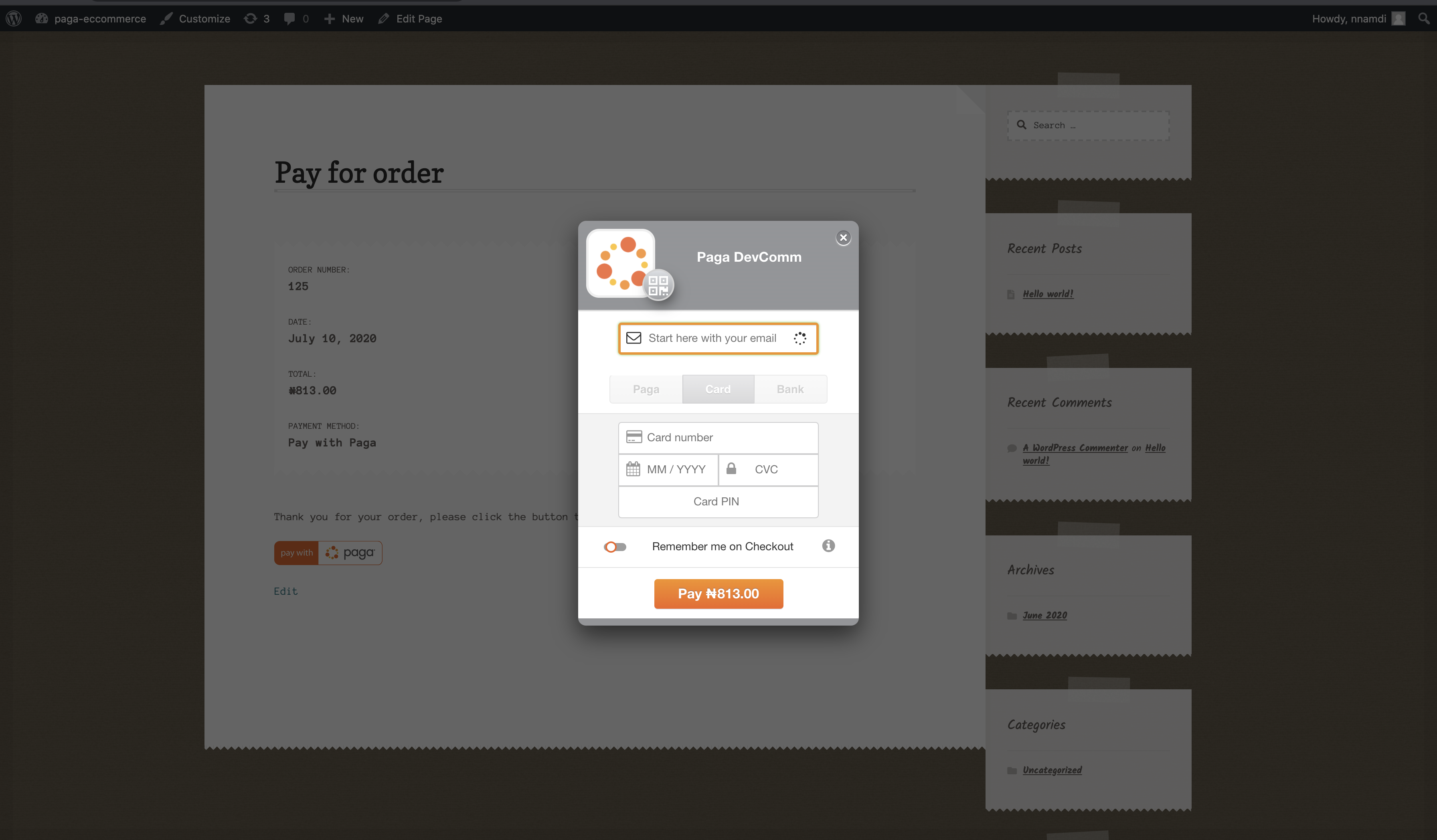 PagaCheckout WooCommerce Payment Gateway on Payment Page